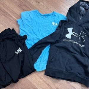 Under Armour Kids Blue Tee and Black Hoodie Set
